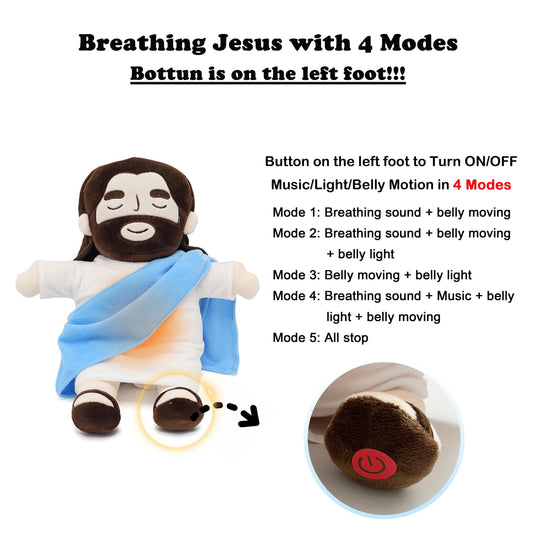 Jesus Plush Breathing Soothing Jesus Stuffed Animal Heart of Jesus Toy Savior Doll Church Sunday School Religious Easter Gifts